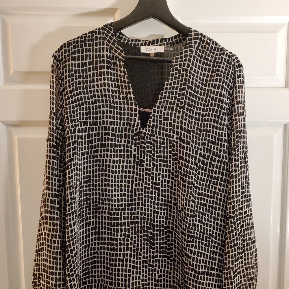 Calvin Klein Blouse with Silver Neck detail